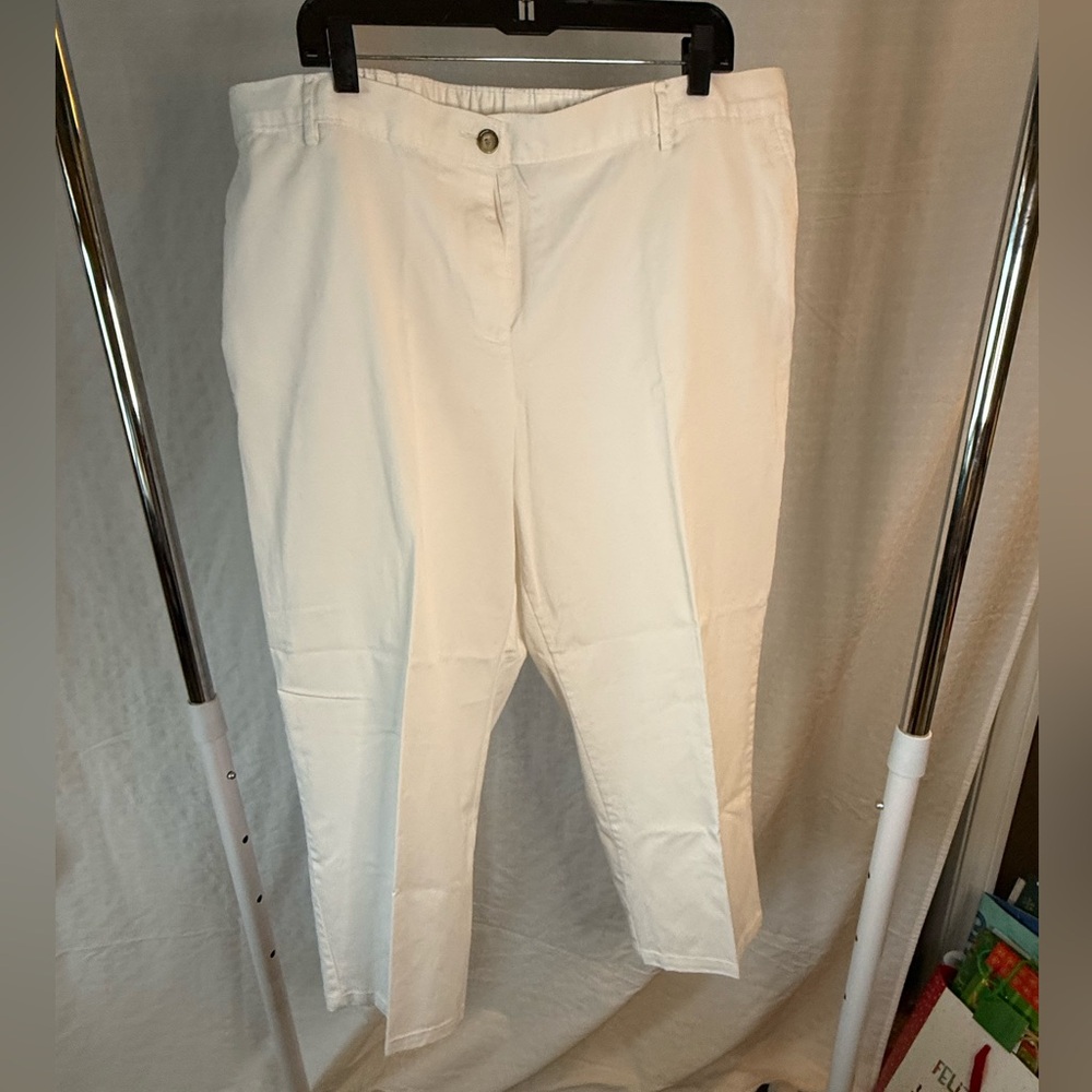 Lands' End High Rise Straight Leg Pants - Cream